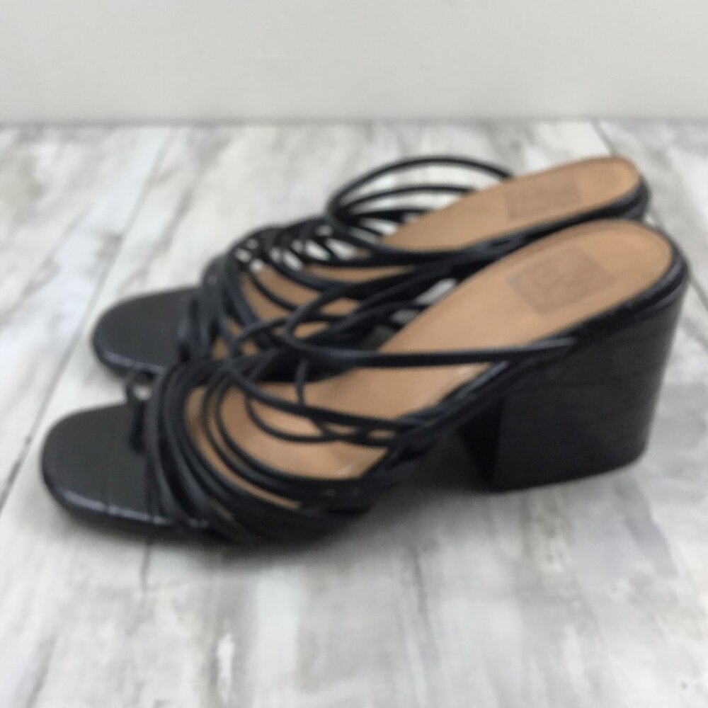 DV Dolce Vita Black Strappy Block-Heel Feeny Heels 8